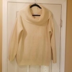 New York & Company Cream Cowl Neck Long Sleeves XL  Sweater.